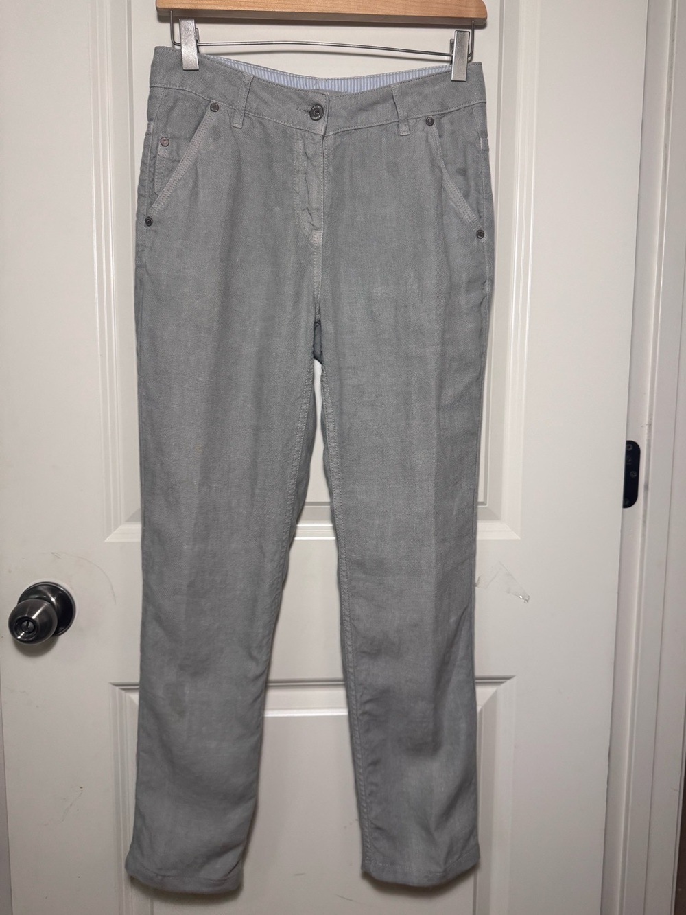 Poetry Women's Gray Linen Dress Pants 2 Slim Tapered Front Pockets